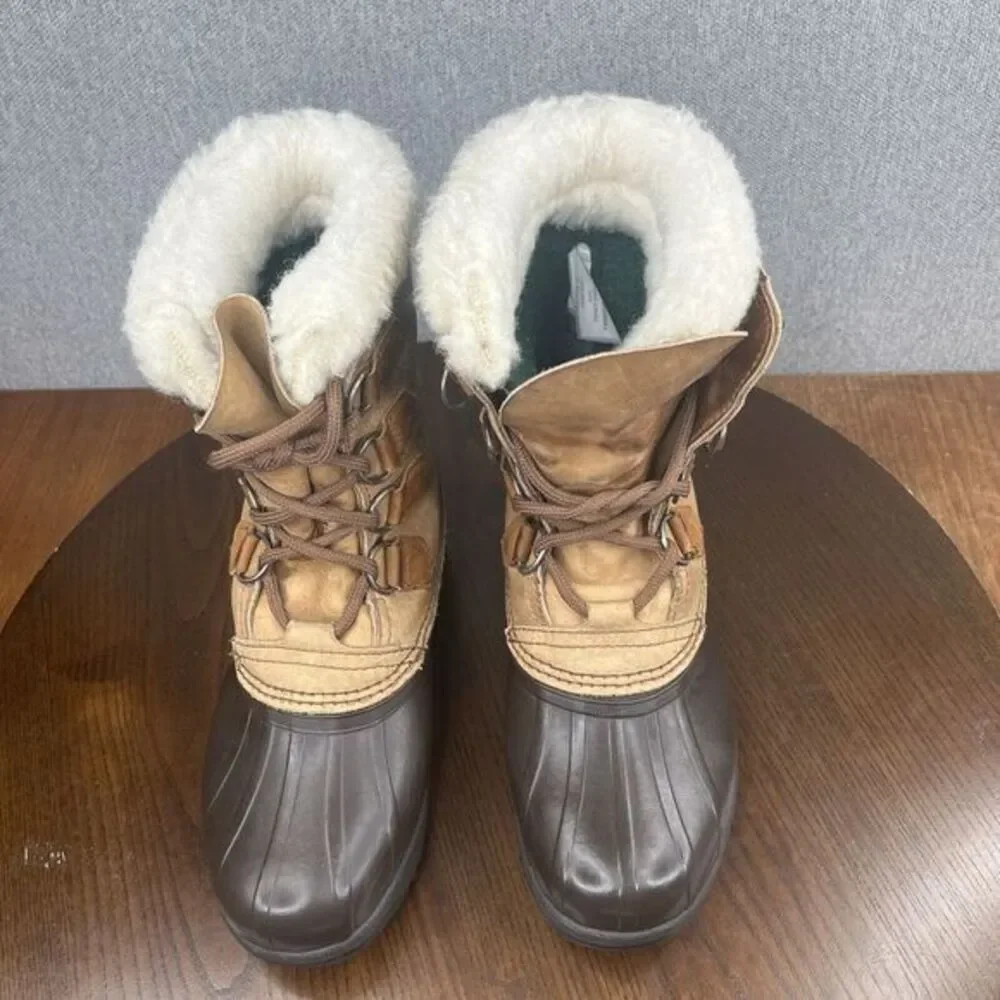 Sorel Alpine Boots Womens Size 7W Brown Leather Shearling Waterproof Snow Winter